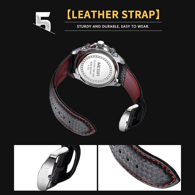 MEGIR Mens Watches Top Brand Luxury Quartz Watch Men Fashion Luminous Army Waterproof Men Wrist Watch Relogio Masculino 1010G