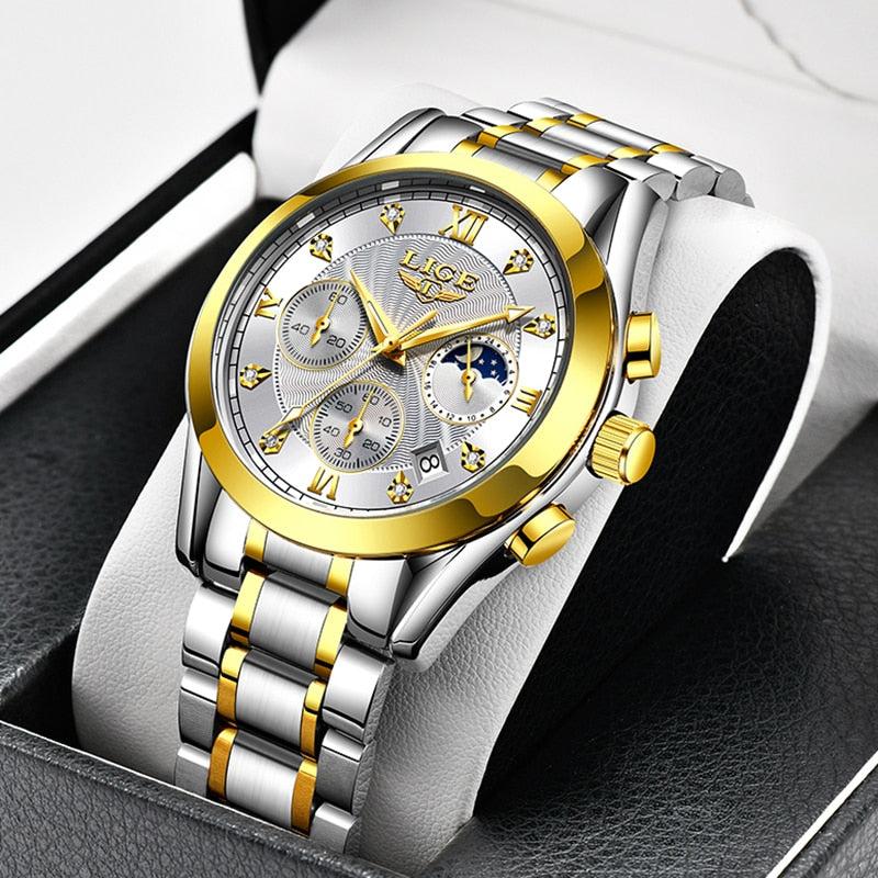 LIGE 2021 New Gold Watch Women Watches Ladies Creative Steel Women's Bracelet Watches Female Waterproof Clock Relogio Feminino