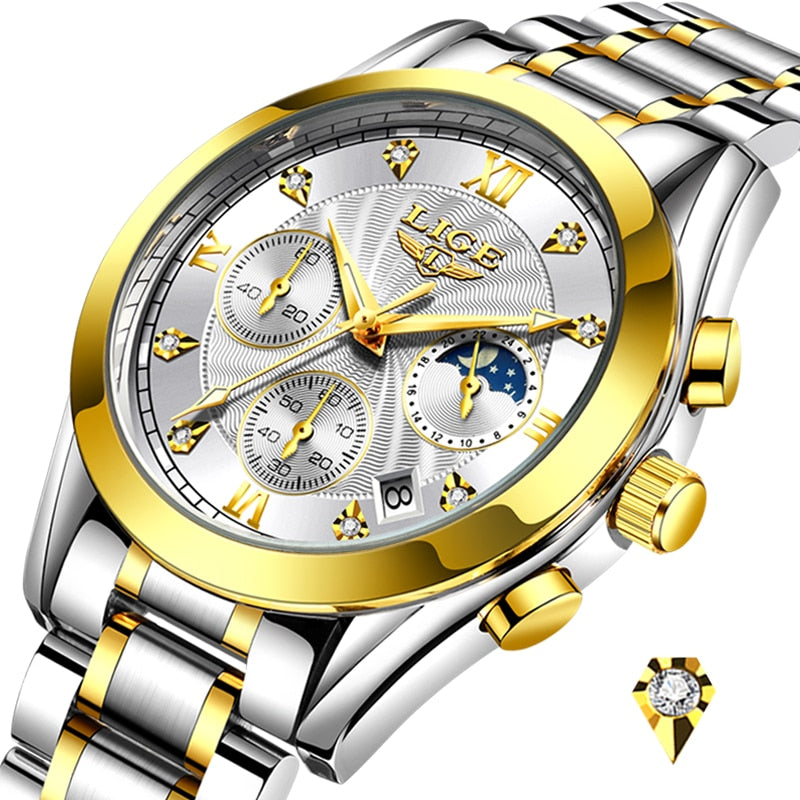 LIGE 2021 New Gold Watch Women Watches Ladies Creative Steel Women's Bracelet Watches Female Waterproof Clock Relogio Feminino