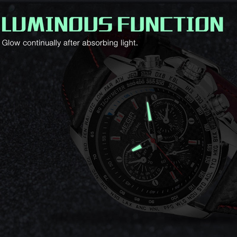 MEGIR Mens Watches Top Brand Luxury Quartz Watch Men Fashion Luminous Army Waterproof Men Wrist Watch Relogio Masculino 1010G