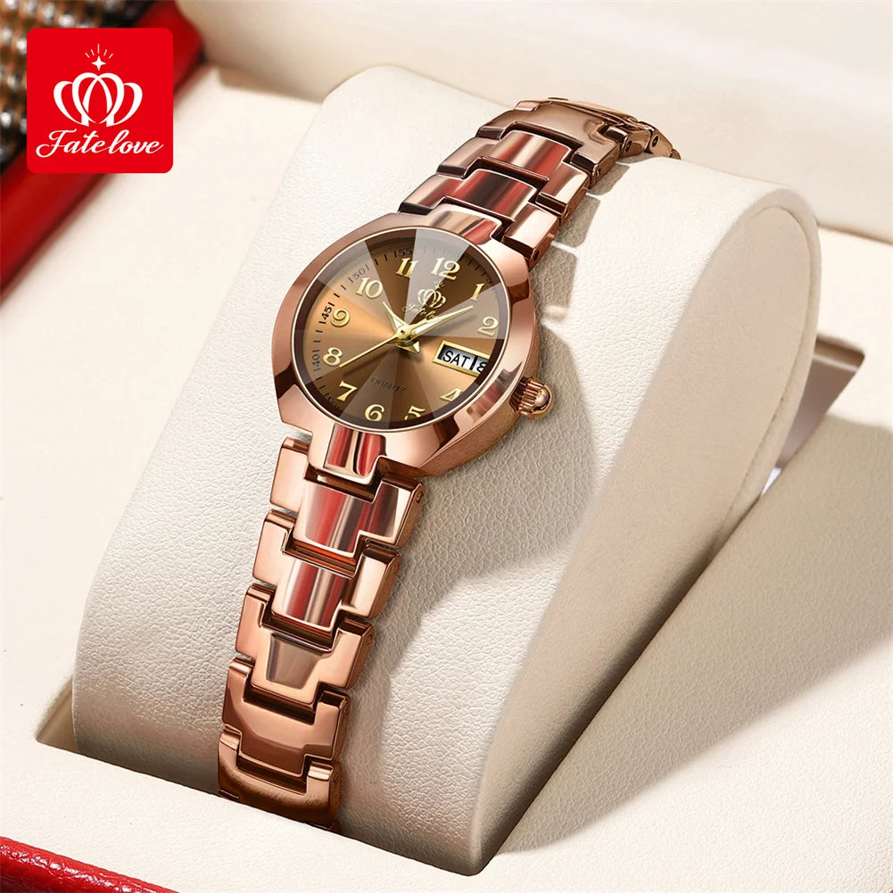 Fate Love Bracelet Watch Sets for Women Steel Strap Waterproof Auto Date Clock Fashion Women's Quartz Watch Valentine's Day Gift
