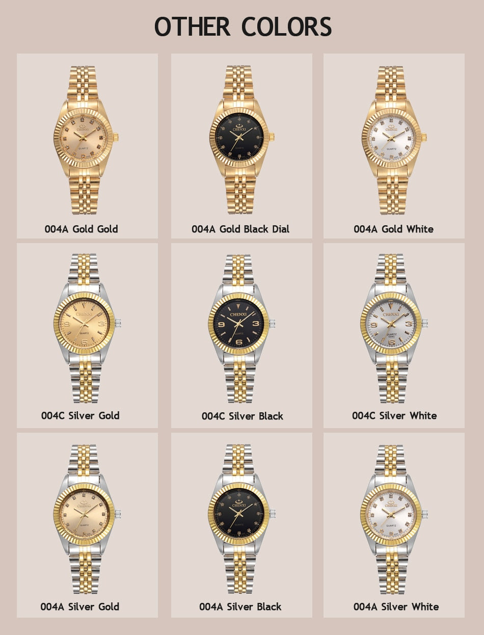 CHENXI Women Golden & Silver Classic Quartz Watch Female Elegant Clock Luxury Gift Watches Ladies Waterproof Wristwatch