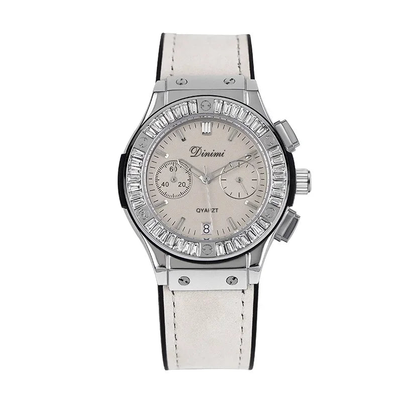 Exquisite Girl Gift Large Disc Ladies Clock Luxury Silicone Bands Casual Fashion Diamond Quartz Watches Womens Automatic Watch