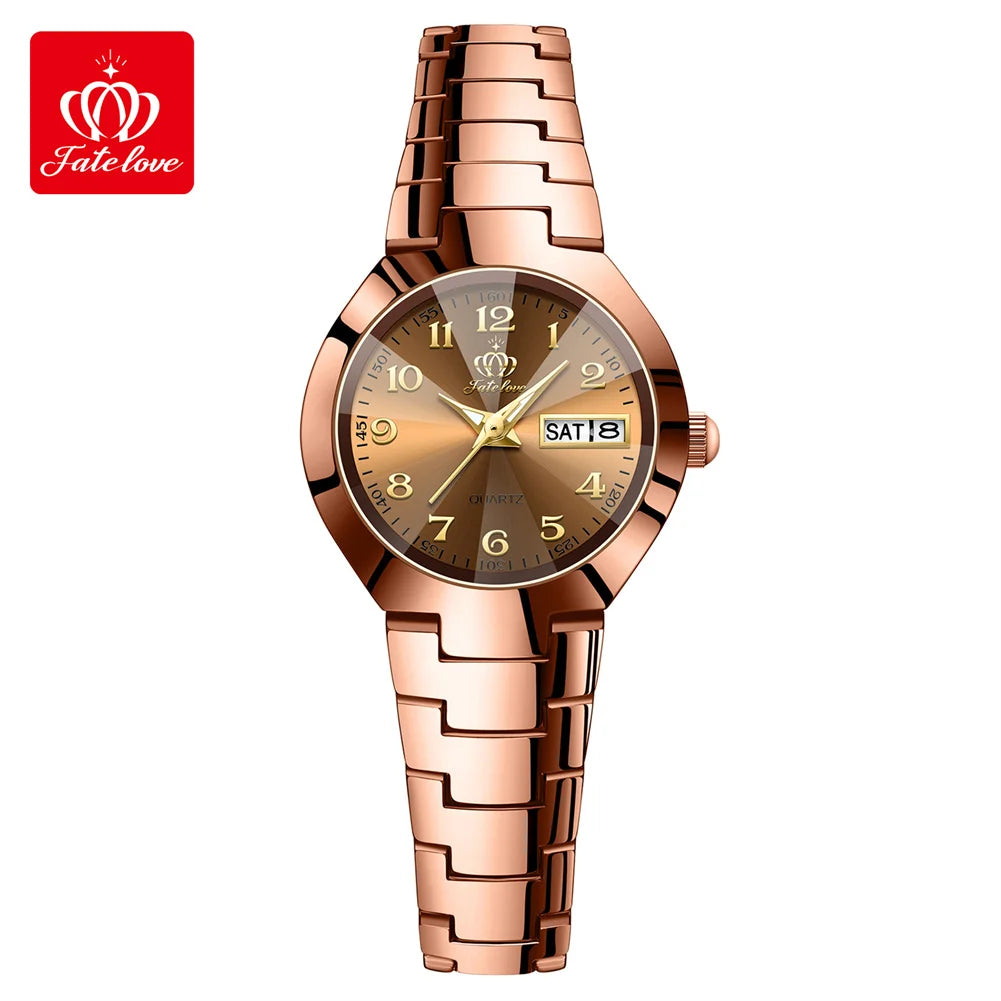Fate Love Bracelet Watch Sets for Women Steel Strap Waterproof Auto Date Clock Fashion Women's Quartz Watch Valentine's Day Gift