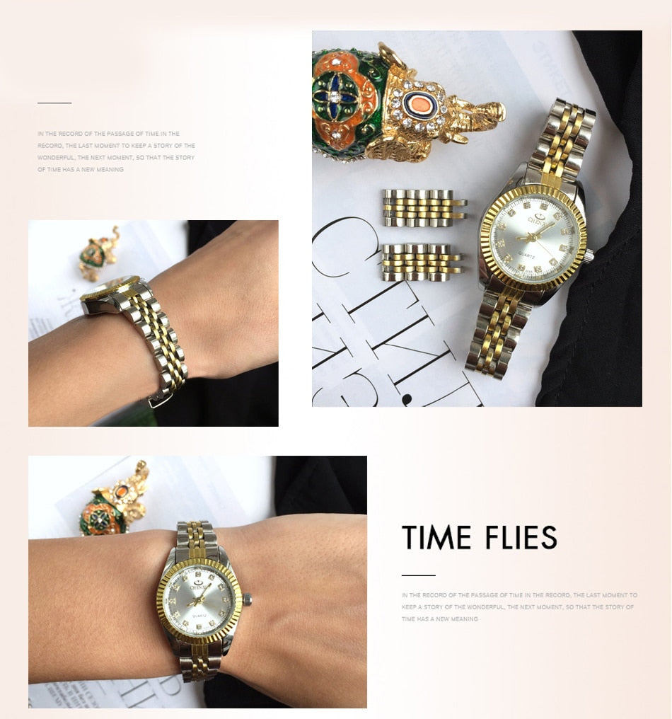 CHENXI Women Golden & Silver Classic Quartz Watch Female Elegant Clock Luxury Gift Watches Ladies Waterproof Wristwatch